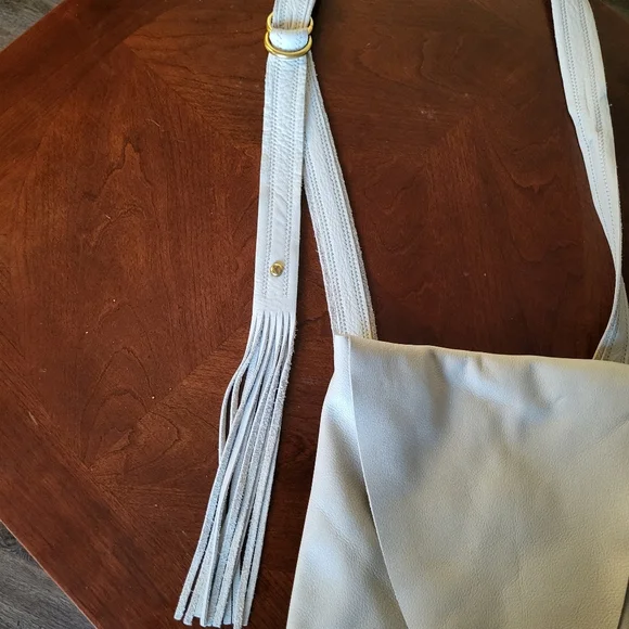 Hobo Cream Suede Genuine Leather Crossbody Bag - Picture 11 of 12